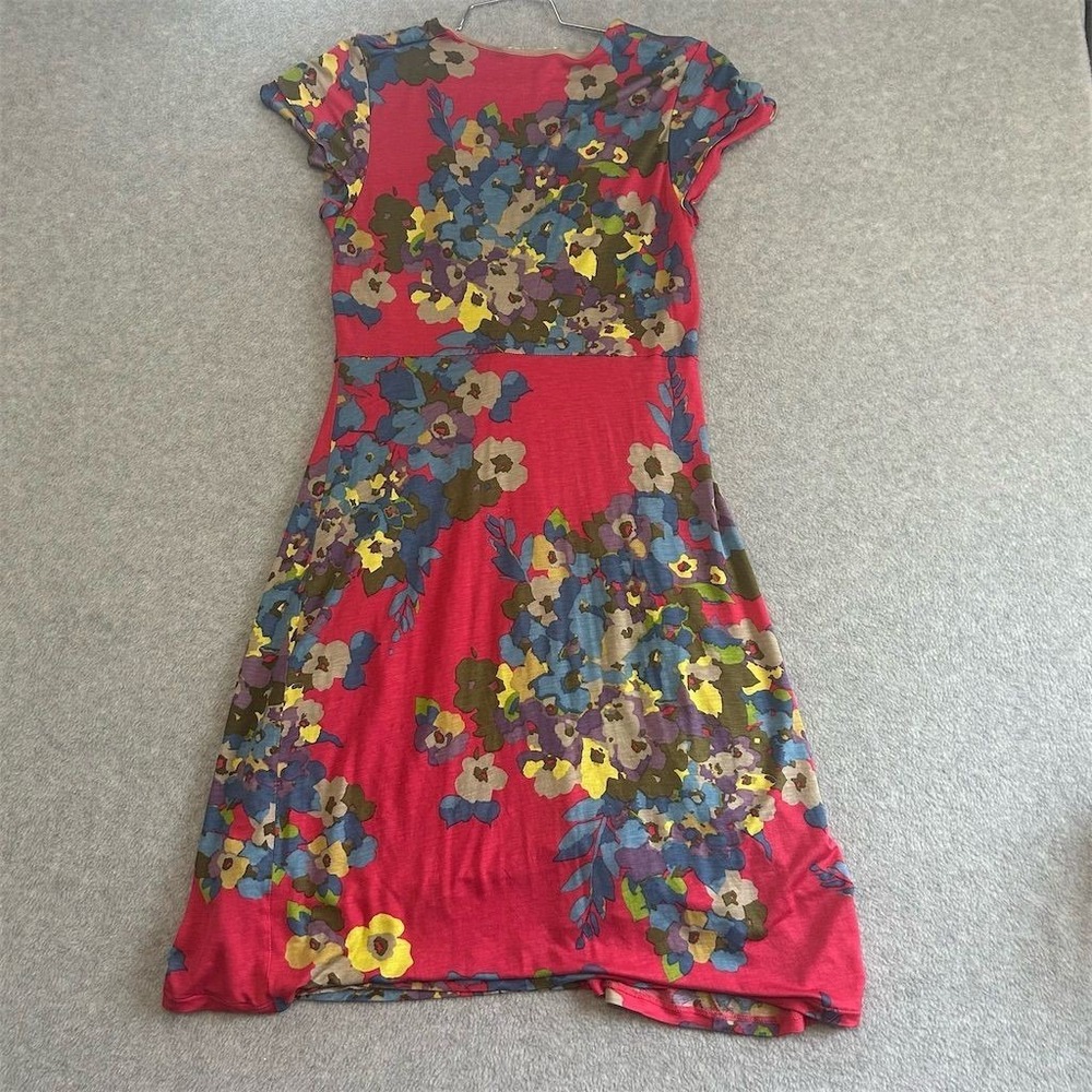 Boden Dress Women's Red Size 8r Floral Jersey Twist-Front Knee Length - Picture 2 of 8